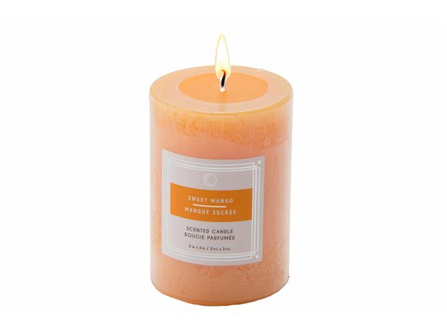 2" X 3" SCENTED PILLAR CANDLE (SWEET MANGO) (12/DISP)